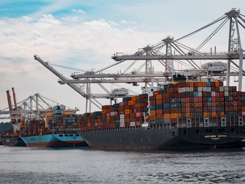 Container yard and storage facility with cranes